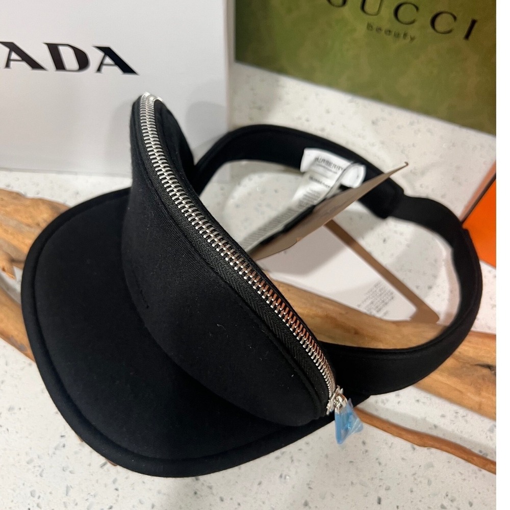 NWT Burberry Detachable Zip Pocket Black‎ Visor Hat - Picture 5 of 16